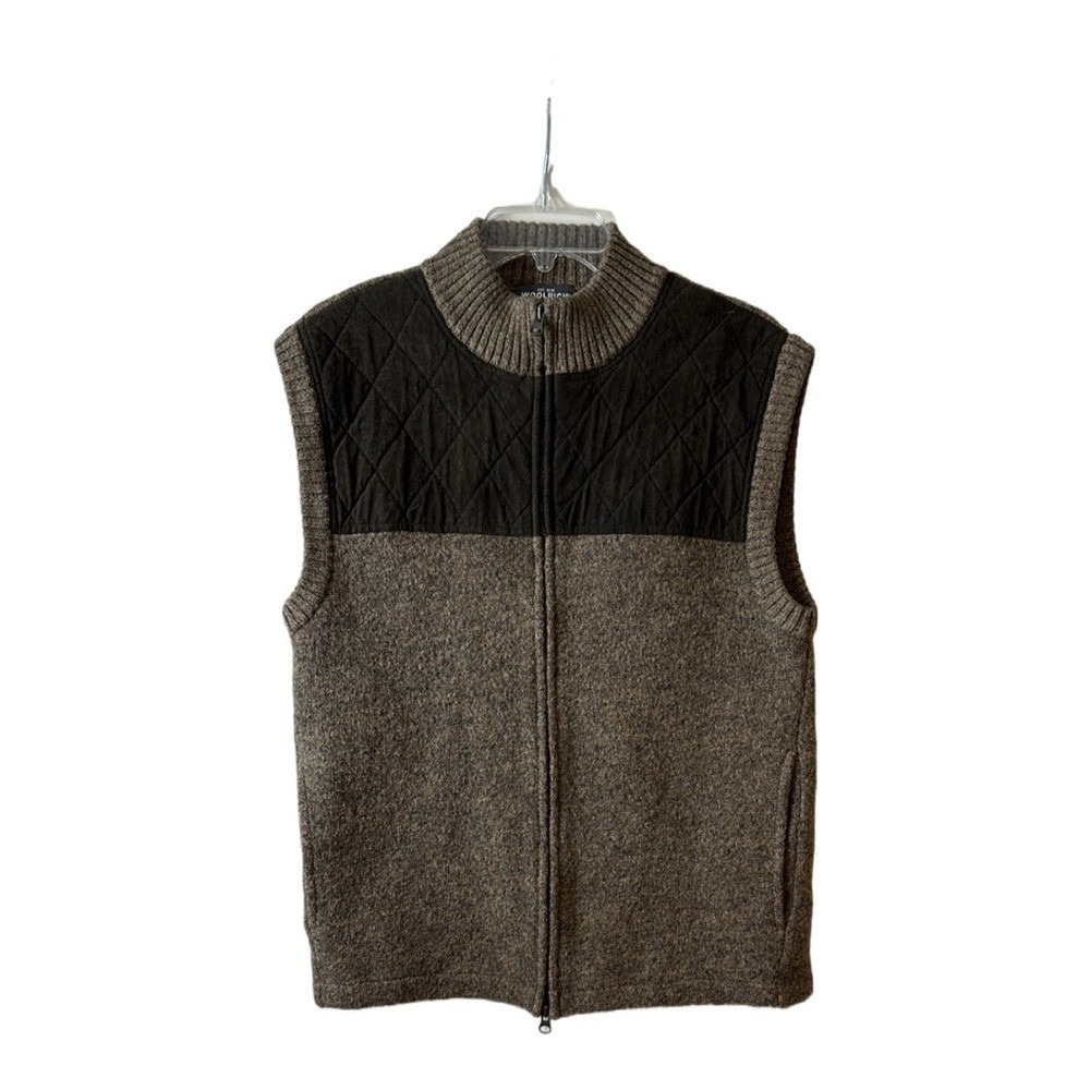 Woolrich Large Brown Wool Quilted Vest